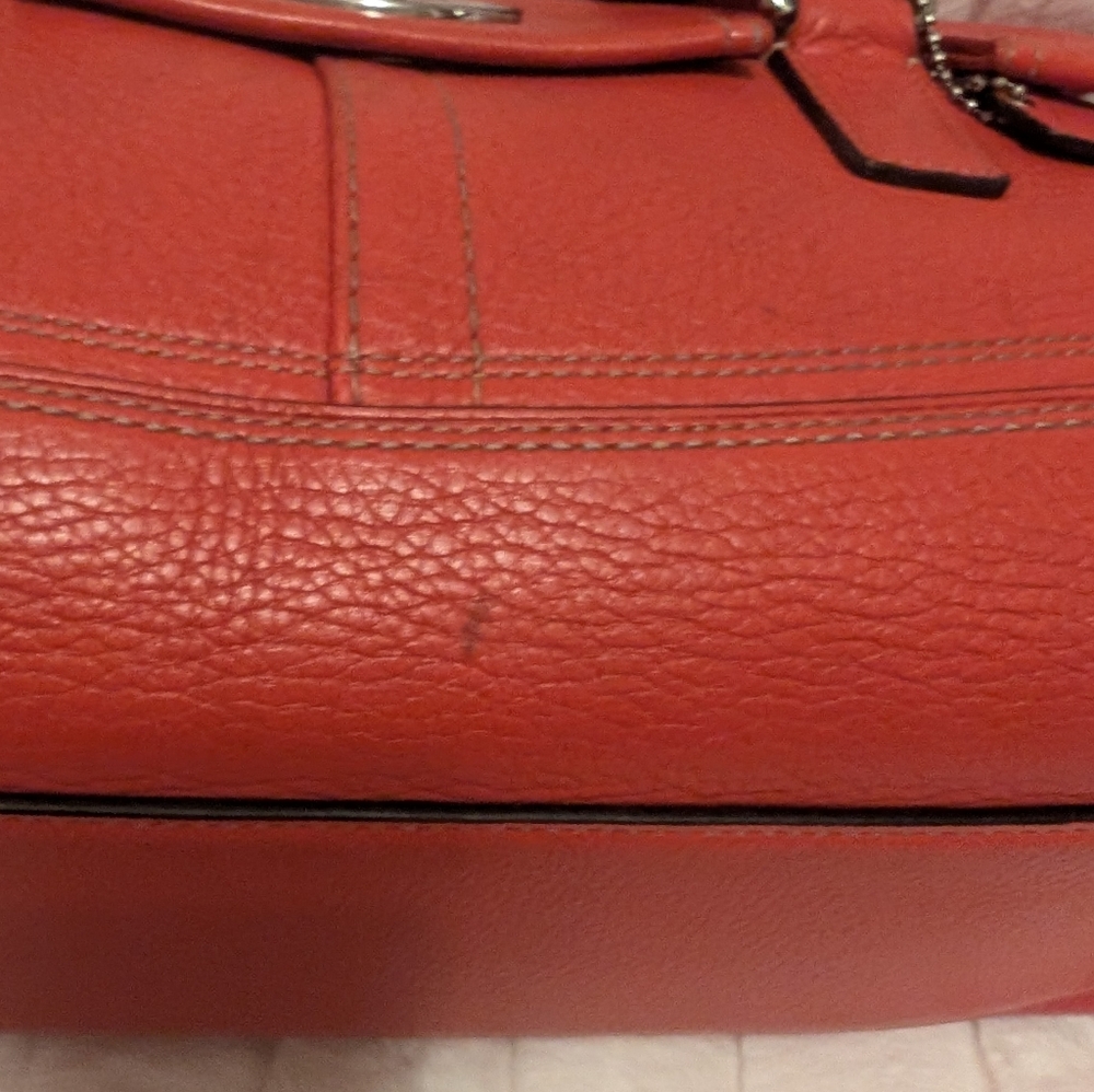 Coach Red Orange Hamilton Turnlock Caryall Shoulder Bag F13091 - Picture 13 of 14